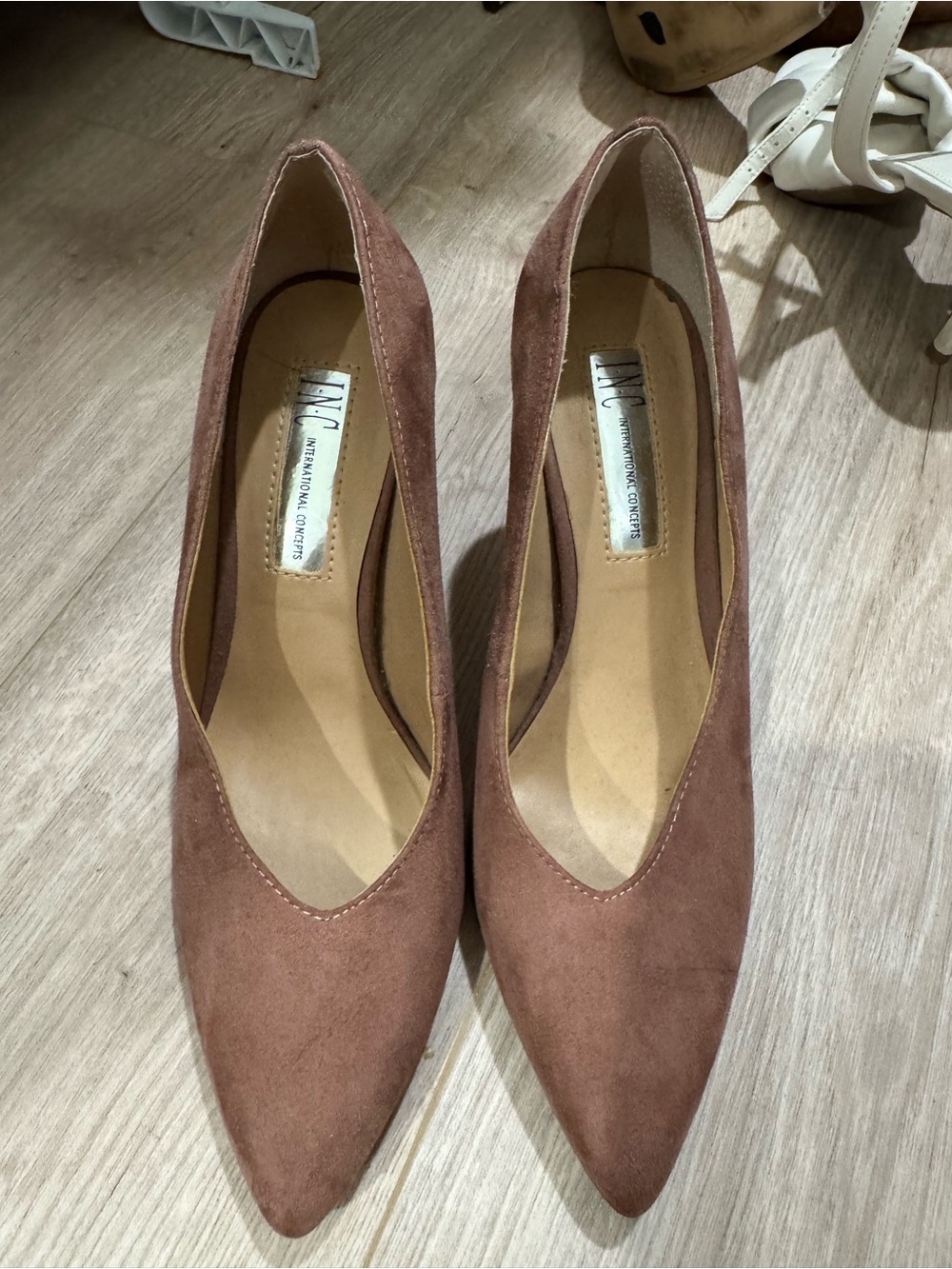 INC Pointed Toe Suede Pumps in Brown
